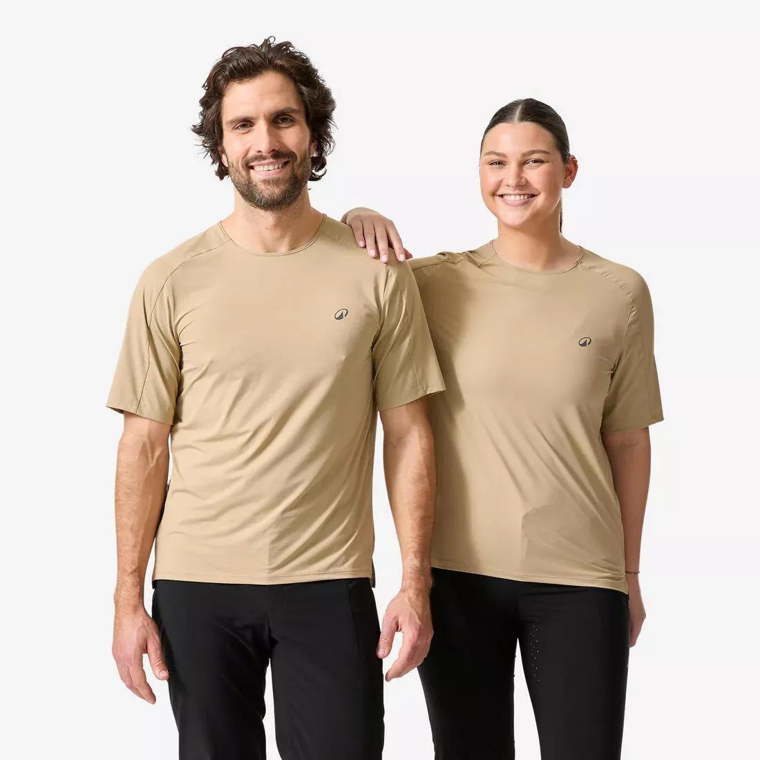 Breathable short - sleeved mountain bike jersey - 500, Beige, No Color, medium