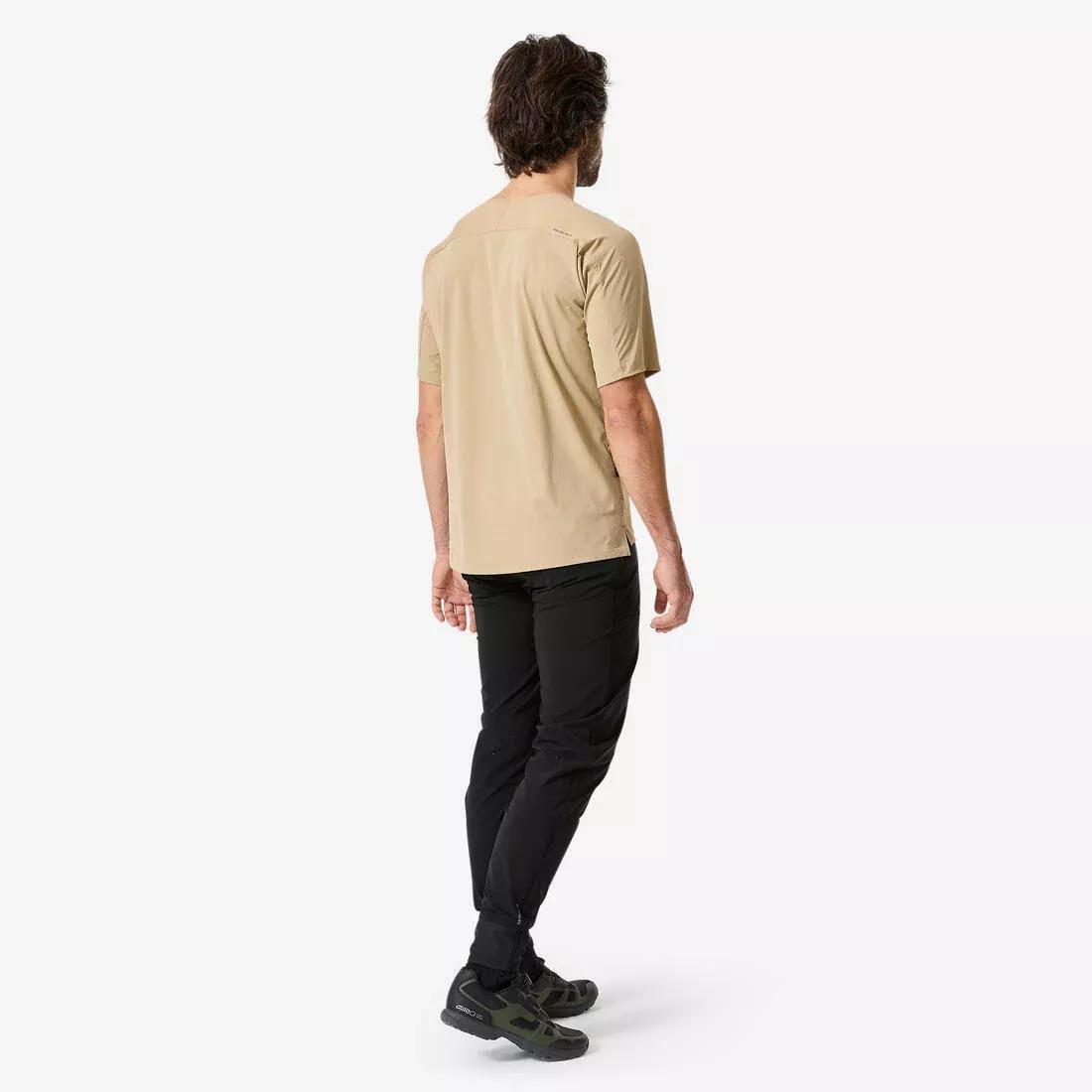 Breathable short - sleeved mountain bike jersey - 500, Beige, No Color, medium