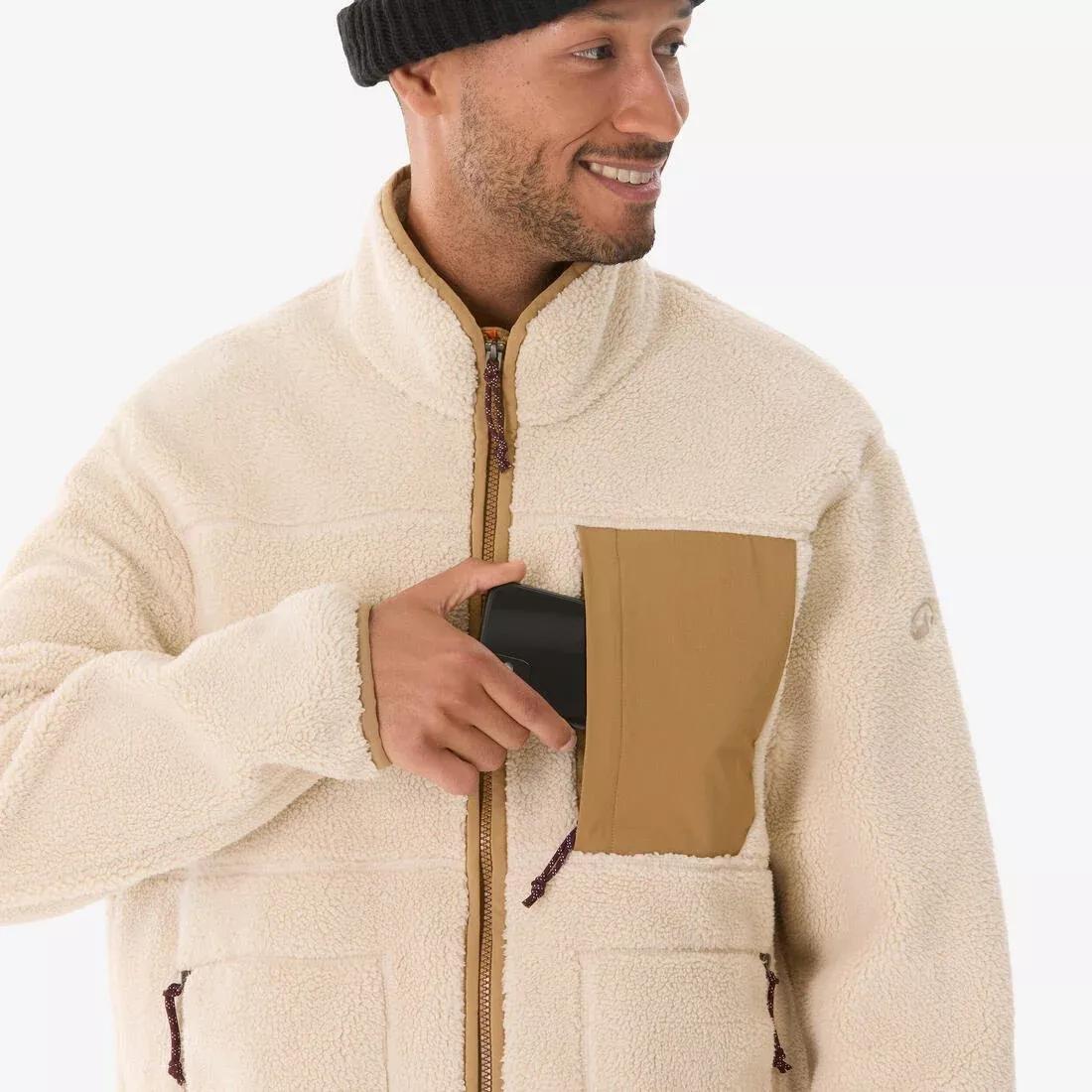 Men Hiking Fleece, Sherpa - MH500, Beige, No Color, large image number 4