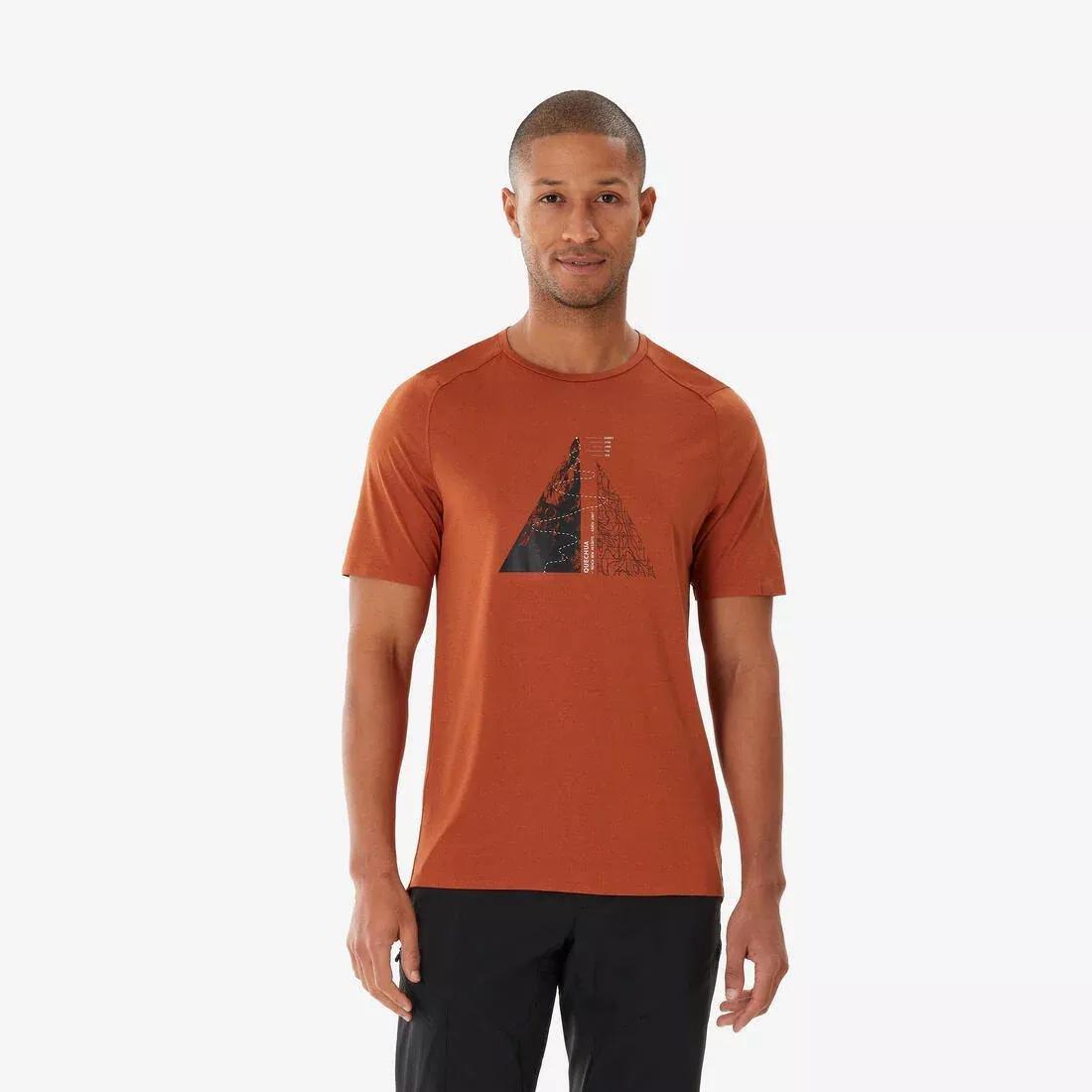 Men short-sleeved hiking t-shirt - MH500, Beige, No Color, medium