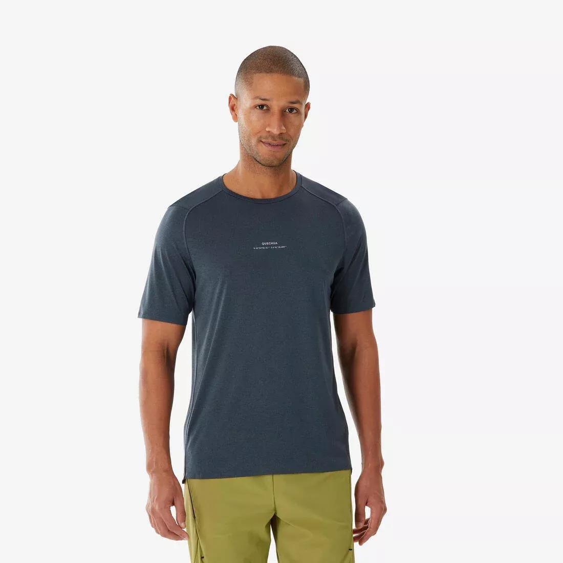 Men short-sleeved hiking t-shirt - MH500, Beige, No Color, medium