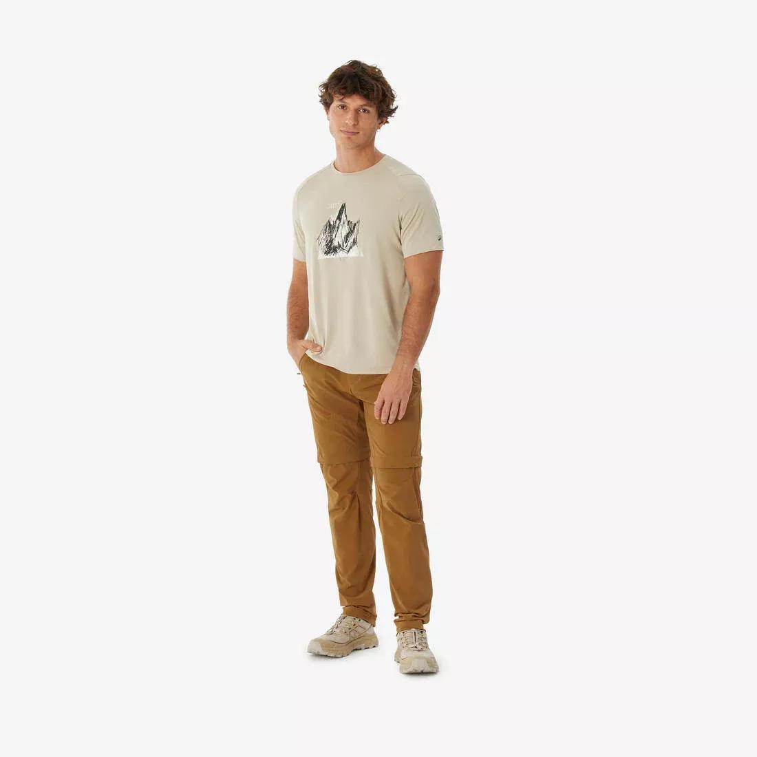 Men short-sleeved hiking t-shirt - MH500, Beige, No Color, large image number 6