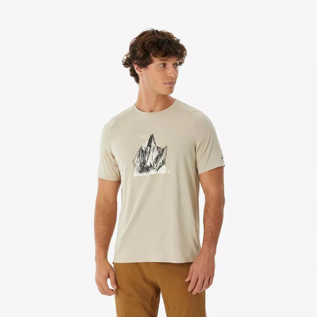 Men short-sleeved hiking t-shirt - MH500, Orange, No Color, medium