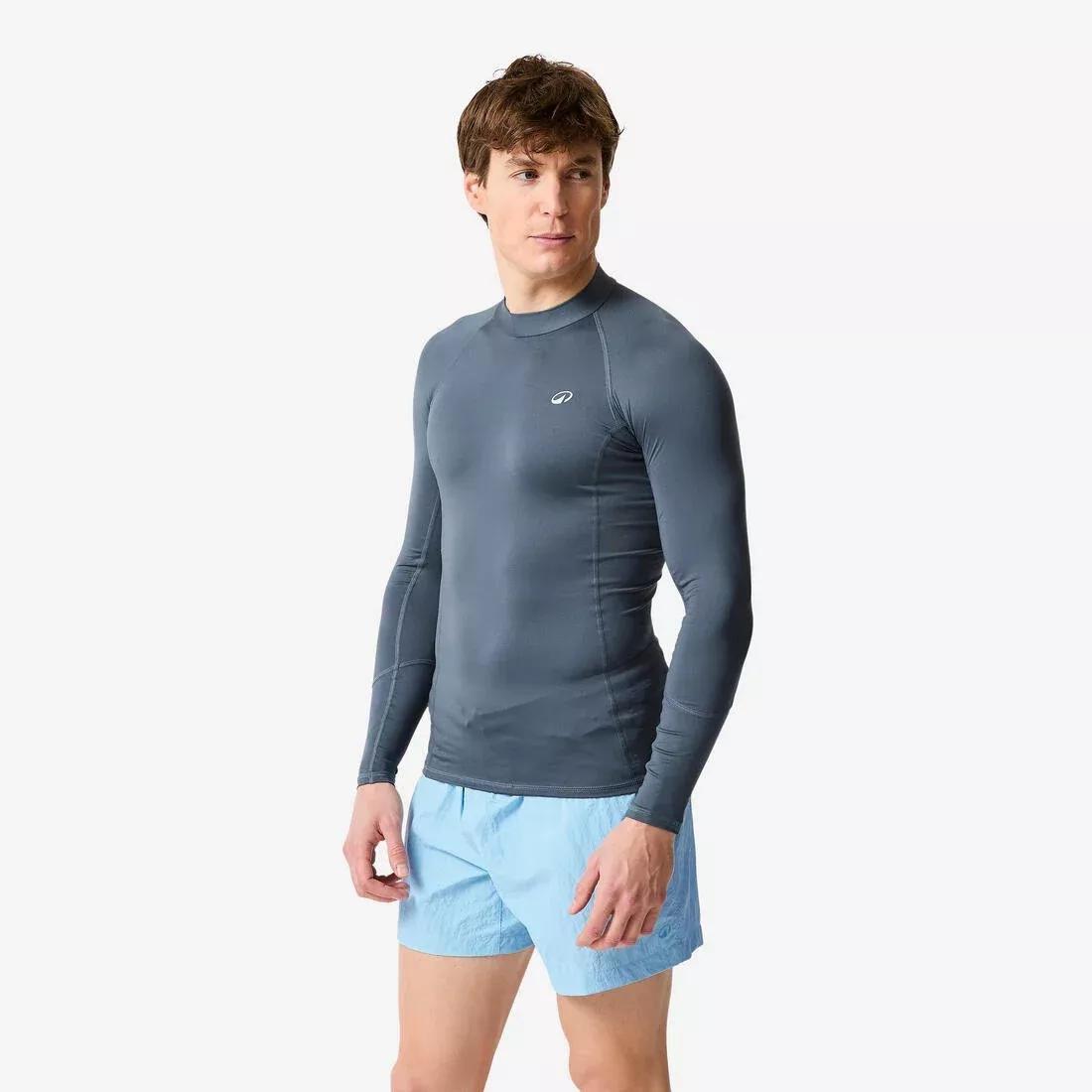 Men Surfing Long Sleeve UV-Protection T-Shirt - 100, Blue, No Color, medium