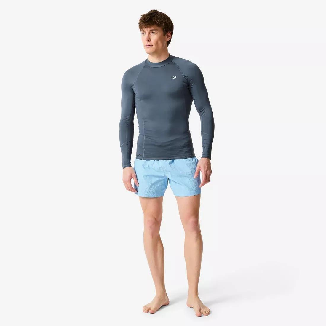 Men Surfing Long Sleeve UV-Protection T-Shirt - 100, Blue, No Color, medium