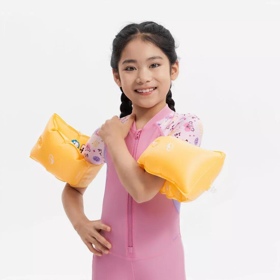 Kids Unisex swimming armbands 30 kg-60 kg, Yellow, No Color, medium
