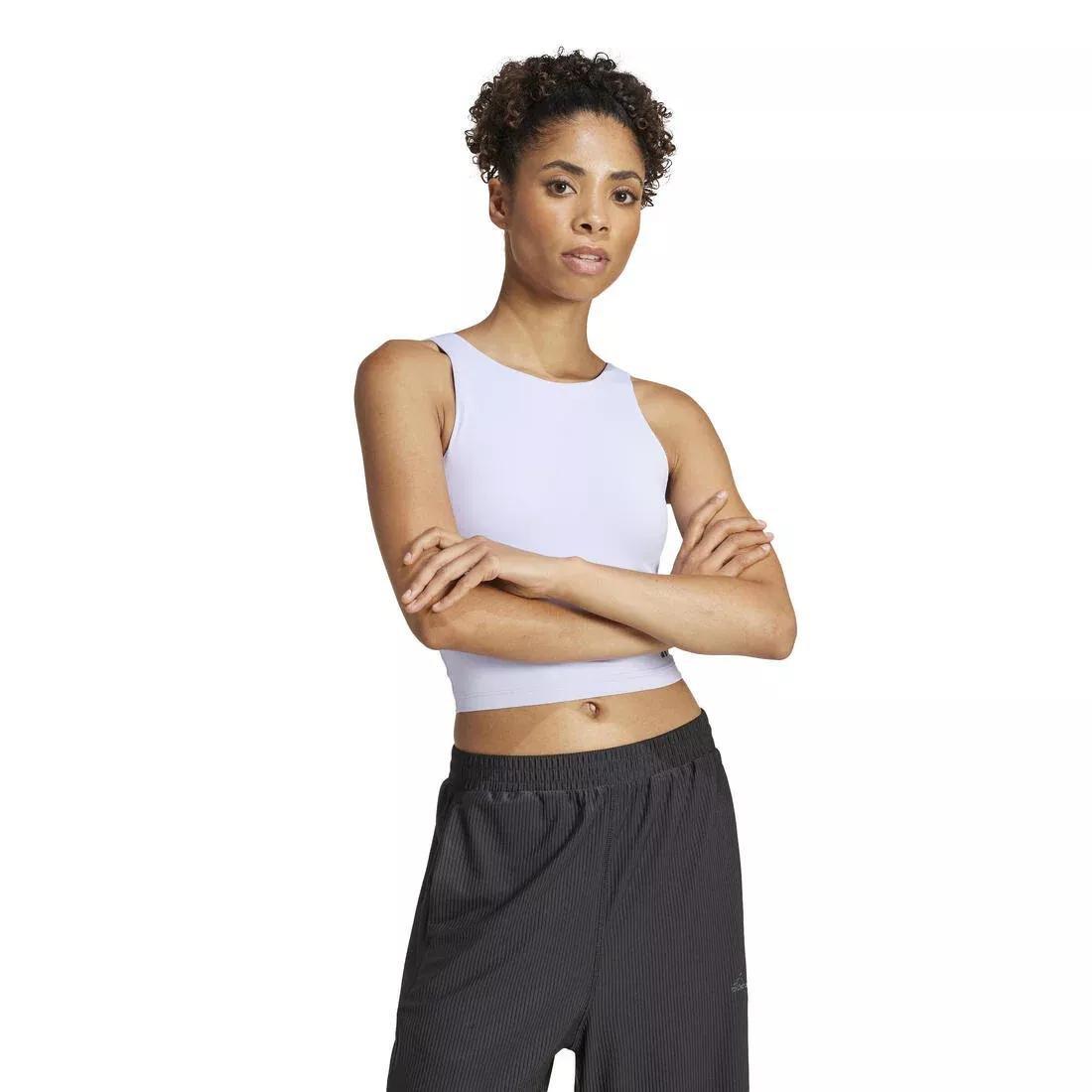 Yoga Crop Tank Top With Inner Shelf Bra, No Color, large image number 1