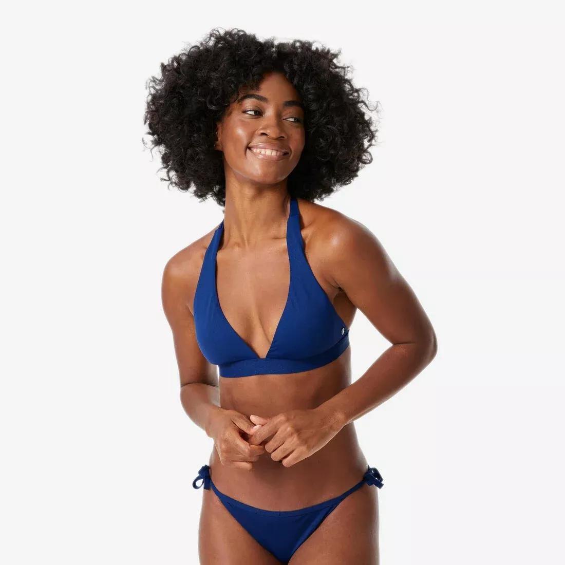 Women Surfing Glitter Halterneck Bikini Top, Cora, Blue, No Color, medium
