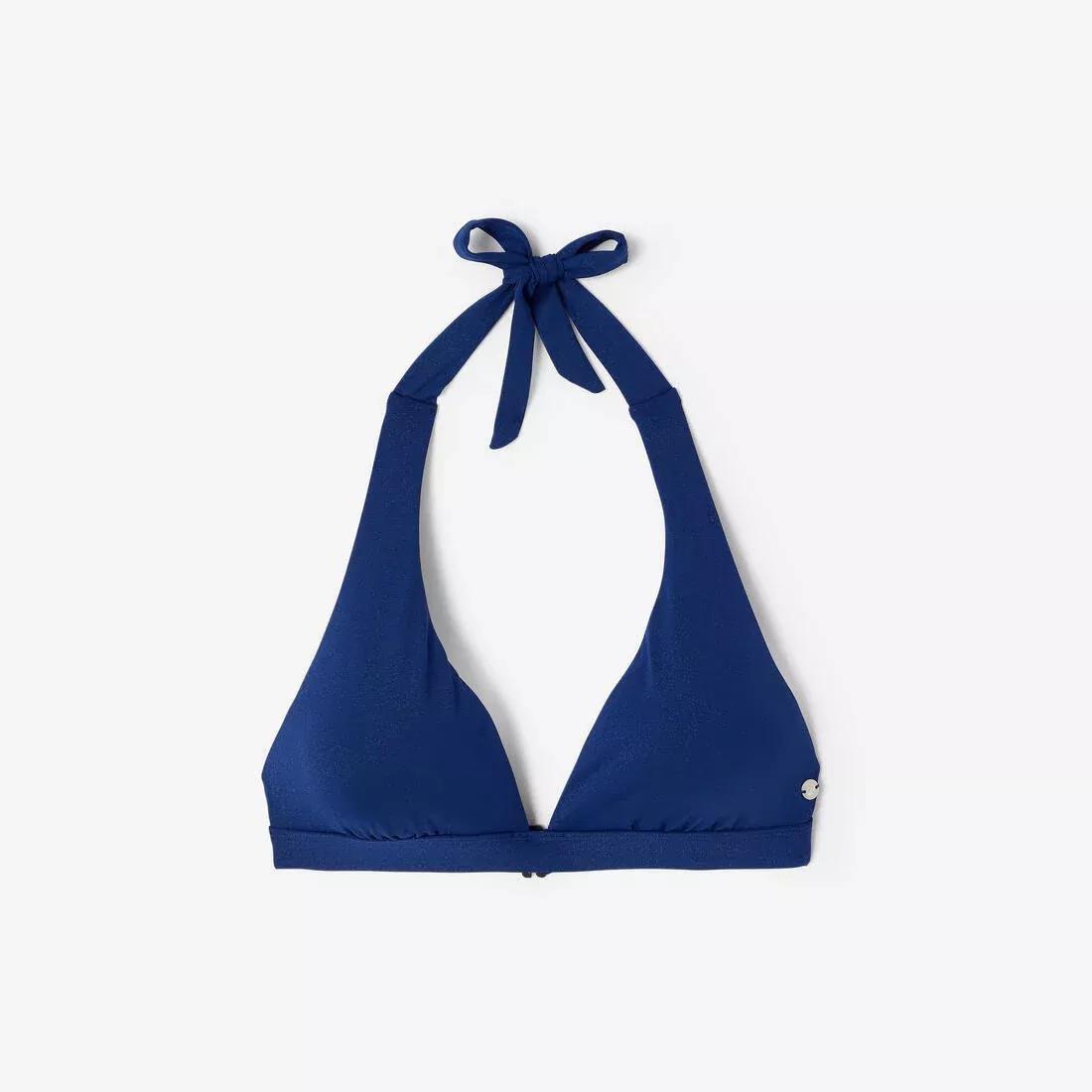 Women Surfing Glitter Halterneck Bikini Top, Cora, Blue, No Color, large image number 6