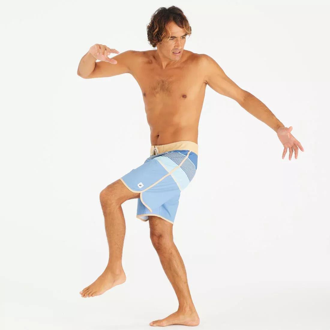 Men surfing boardshorts mid-length surf shorts 18&rdquo; - 500 Marin, Grey, No Color, large image number 8