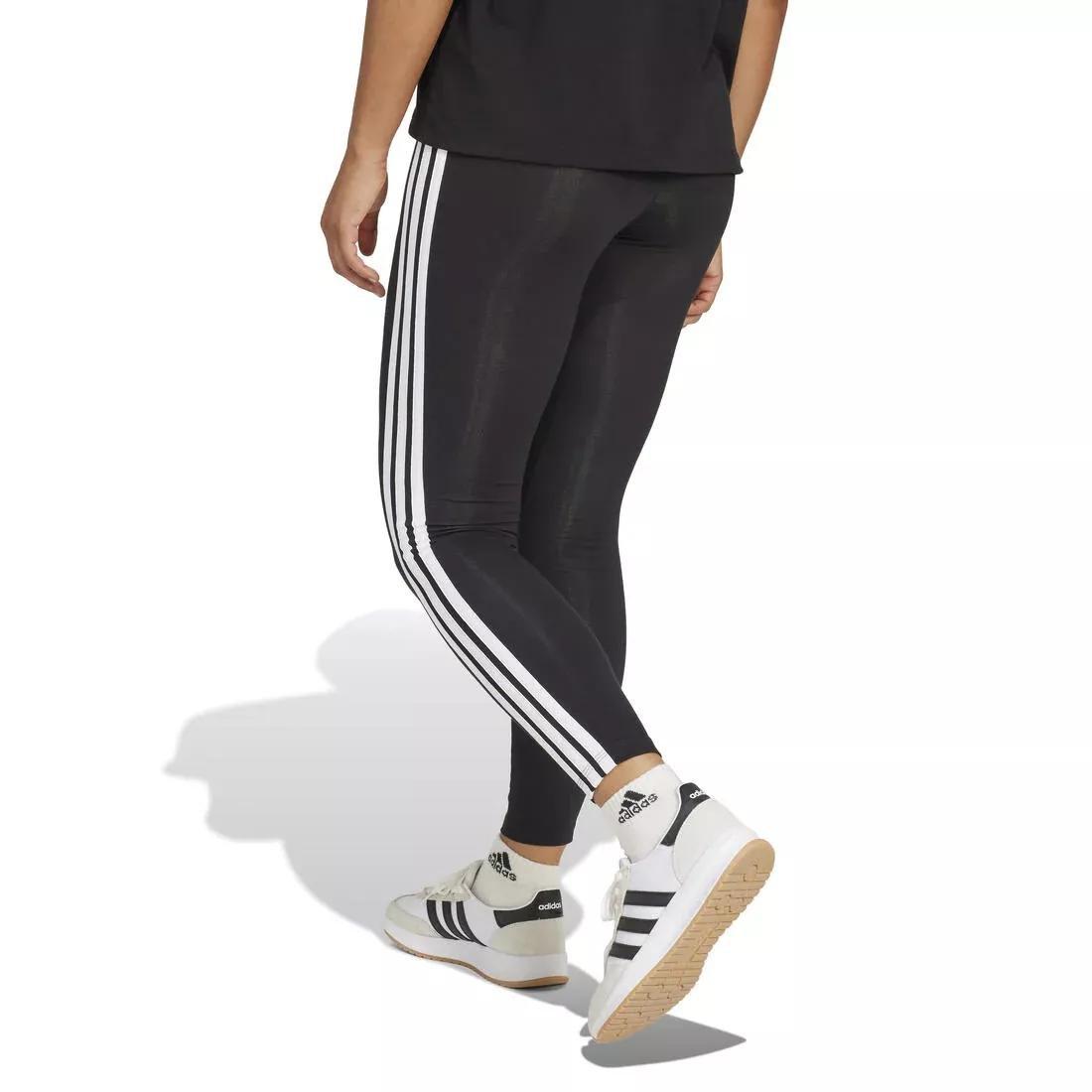 Essentials 3-Stripes Cotton Leggings, Black, No Color, medium