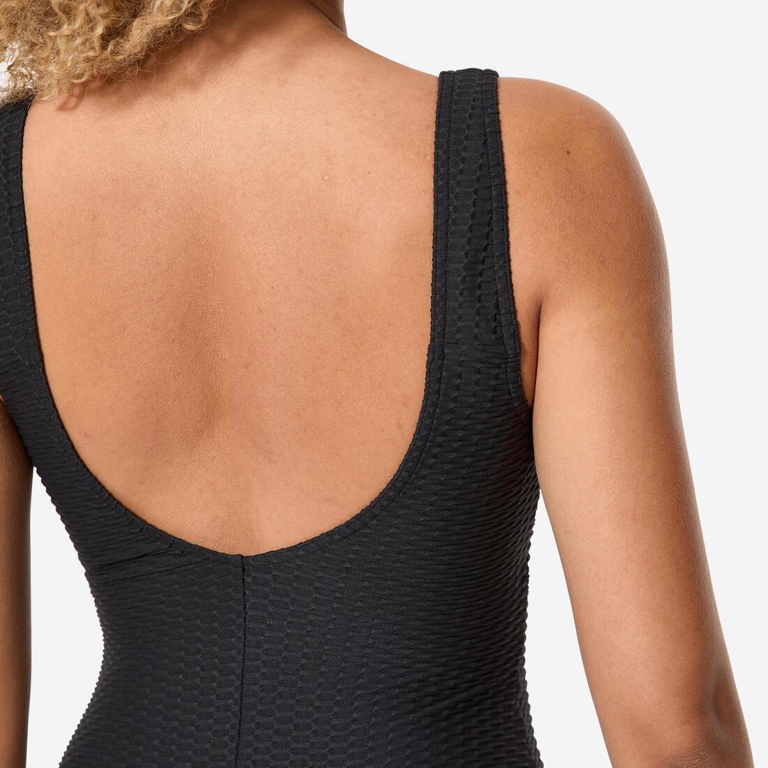 Women 1-Piece Waffle Swimsuit, Black, No Color, large image number 6