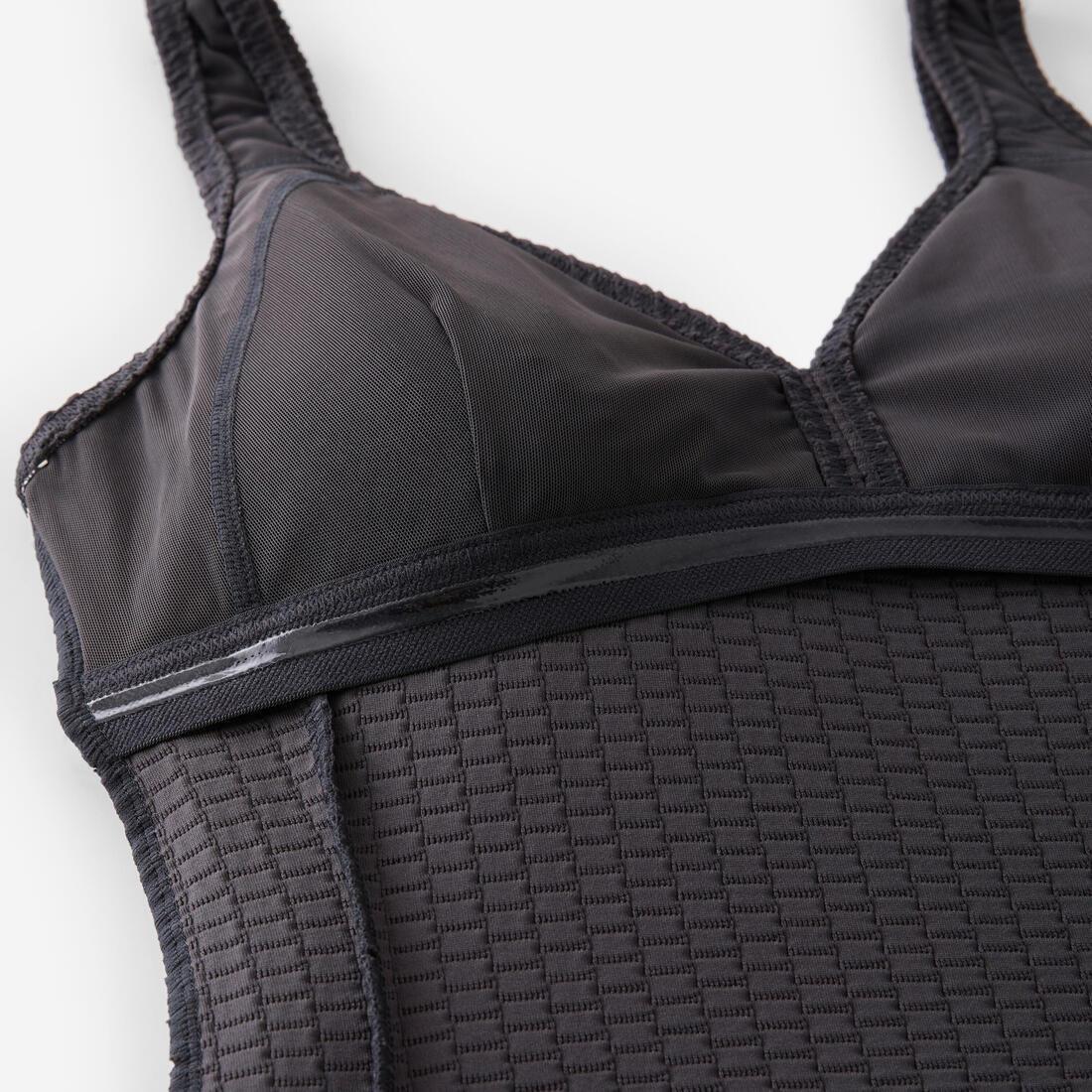 Women 1-Piece Waffle Swimsuit, Black, No Color, large image number 8