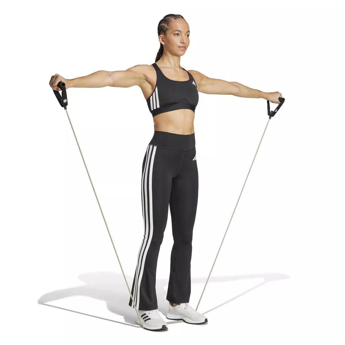 Optime Essentials 3-Stripes Flared Leggings, Black, No Color, large image number 5