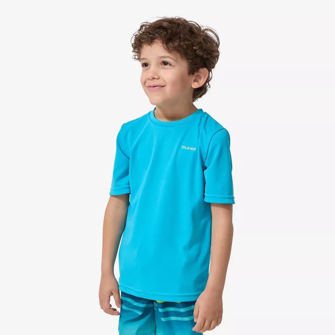 Kids Surfing Anti-UV Printed Water T-Shirt, Green, No Color, large image number 0