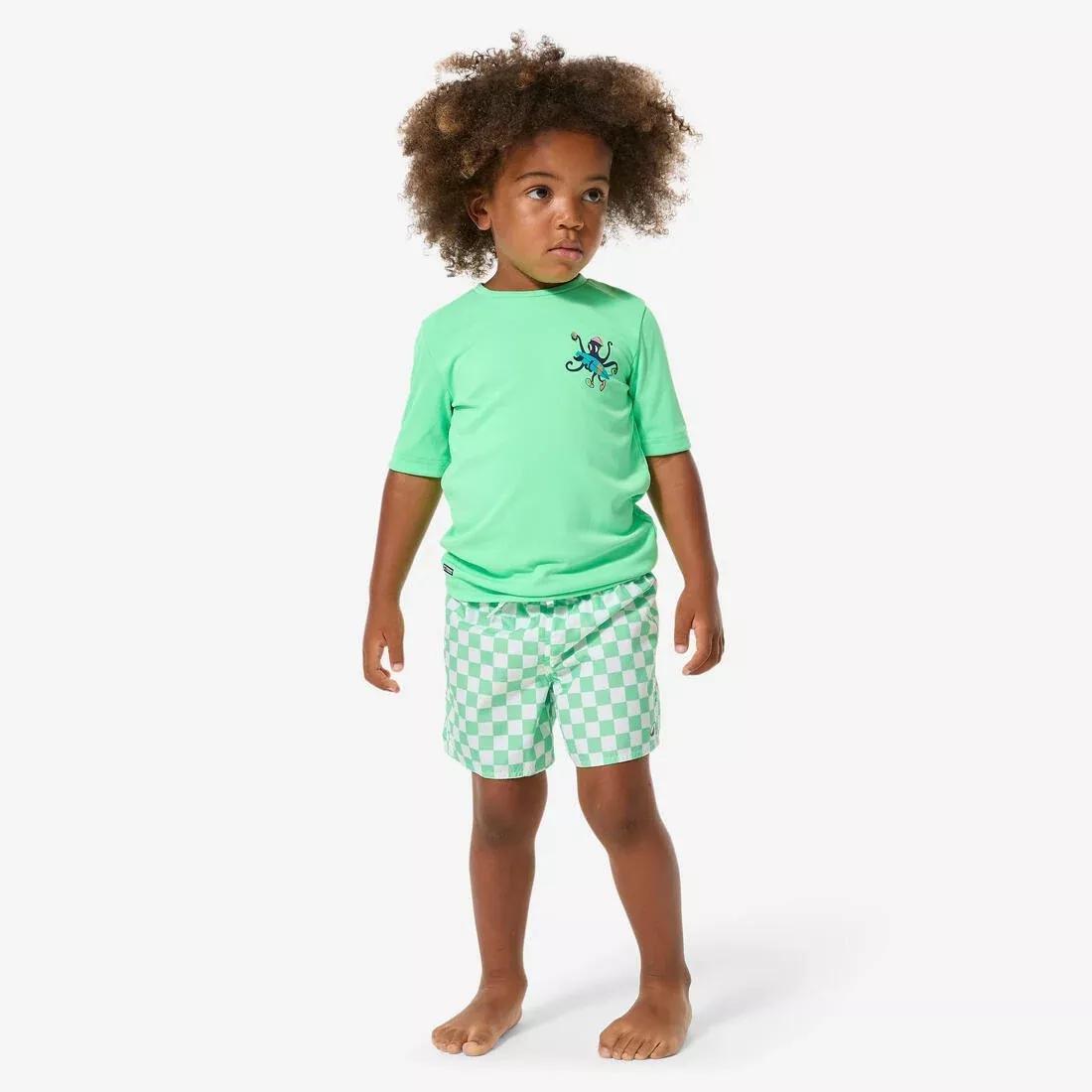Kids Surfing Anti-UV Printed Water T-Shirt, Green, No Color, large image number 1