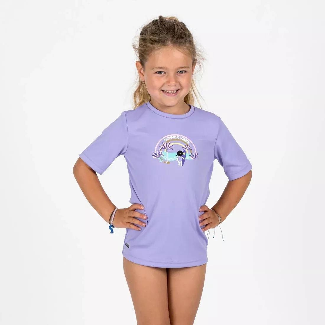 Kids Surfing Anti-UV Printed Water T-Shirt, Green, No Color, large image number 2