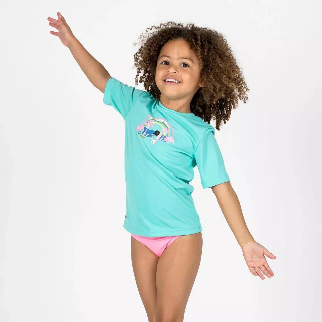 Kids Surfing Anti-UV Printed Water T-Shirt, Green, No Color, large image number 4