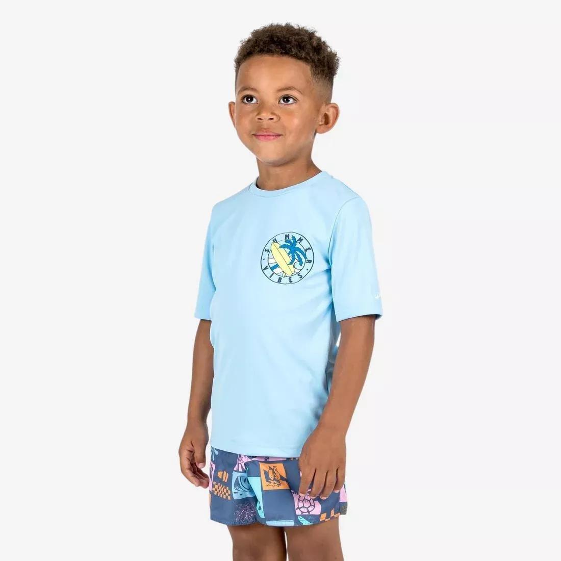 Kids Surfing Anti-UV Printed Water T-Shirt, Green, No Color, large image number 6