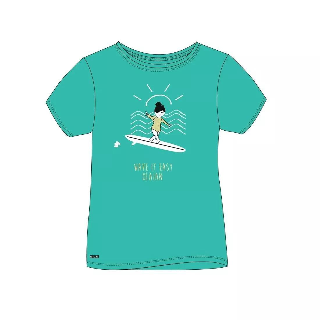 Kids Surfing Anti-UV Printed Water T-Shirt, Green, No Color, large image number 7
