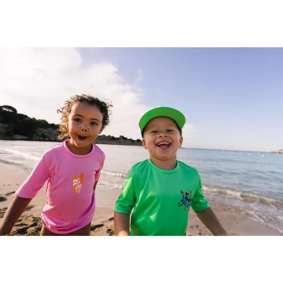 Kids Surfing Anti-UV Printed Water T-Shirt, Green, No Color, large image number 9