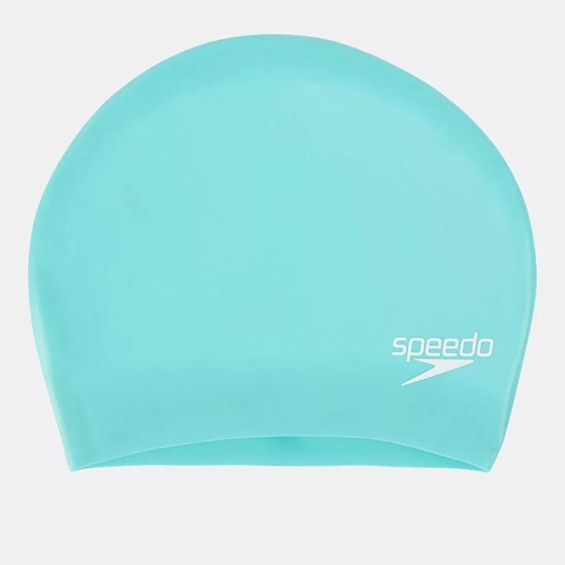 Long Hair Swim Cap, Blue, No Color, large image number 0