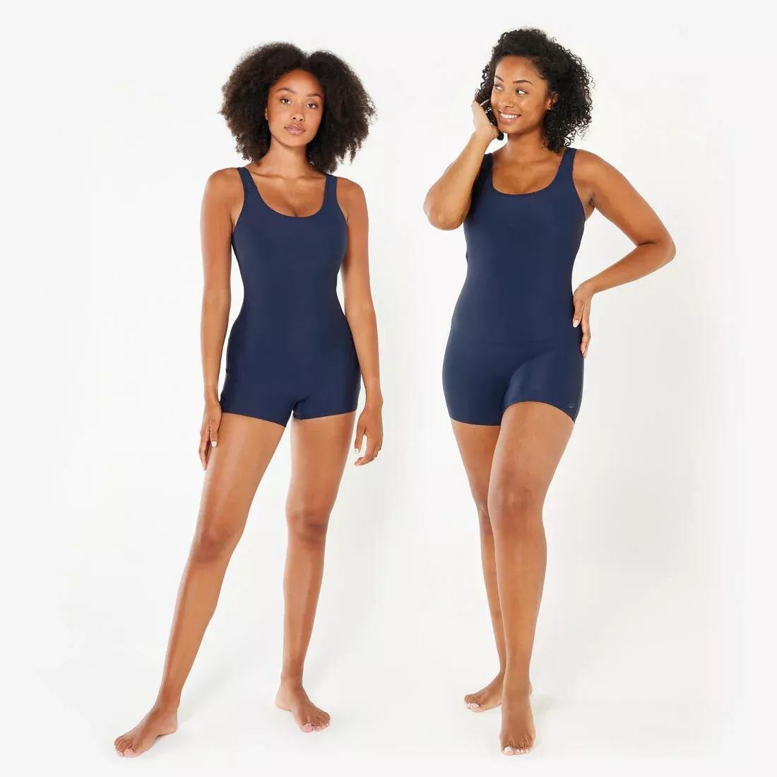 Women swimming 1-piece shorty swimsuit, Khaki, No Color, large image number 3