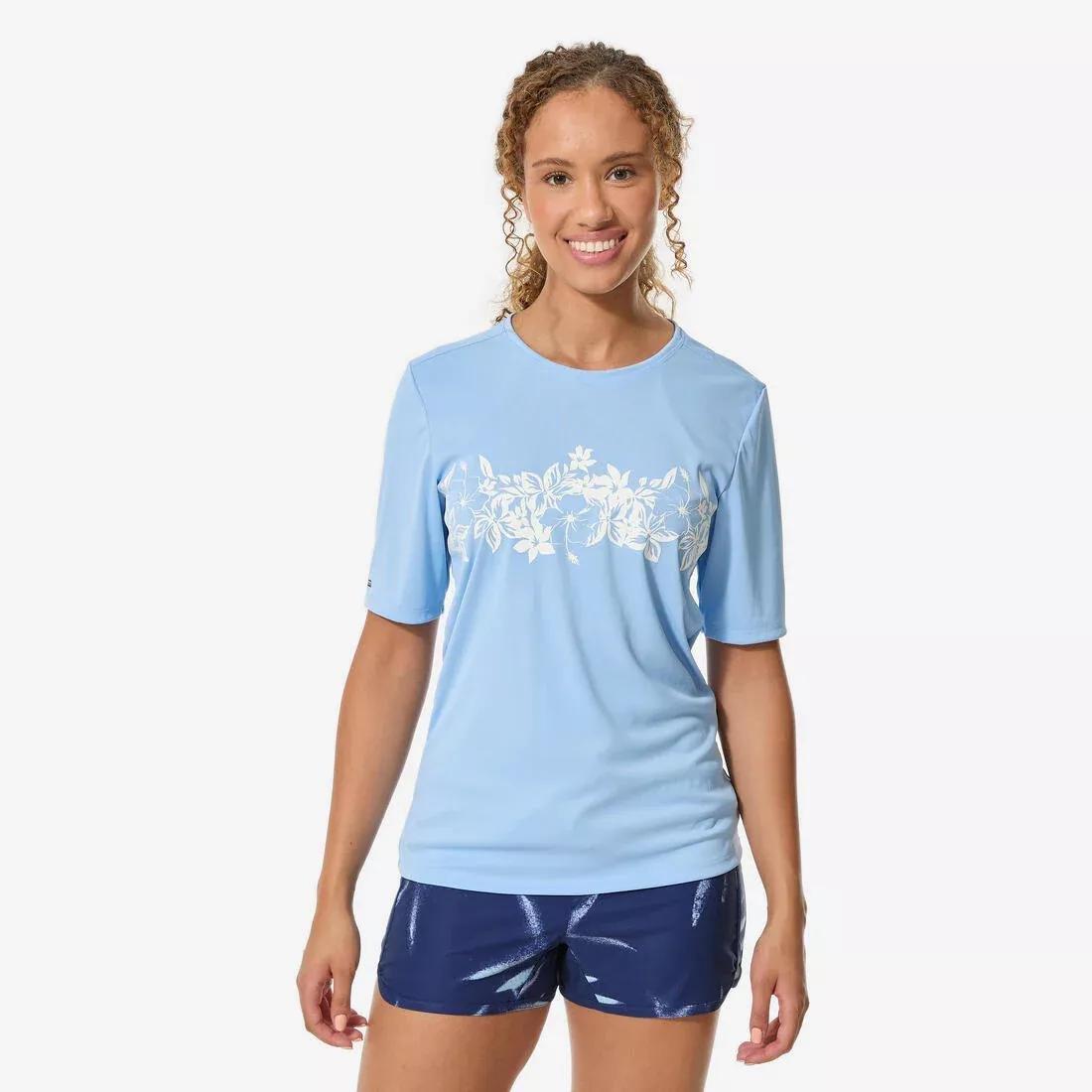 Women surfing short sleeve UV-protection t-shirt - Malou greige, White, No Color, large image number 2