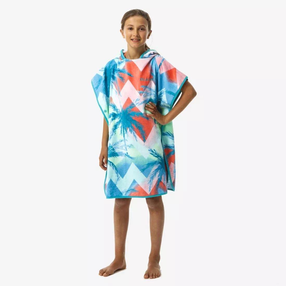 Kids Surf Poncho 500 (110 To 135 cm) - Surfy, Green, No Color, large image number 0