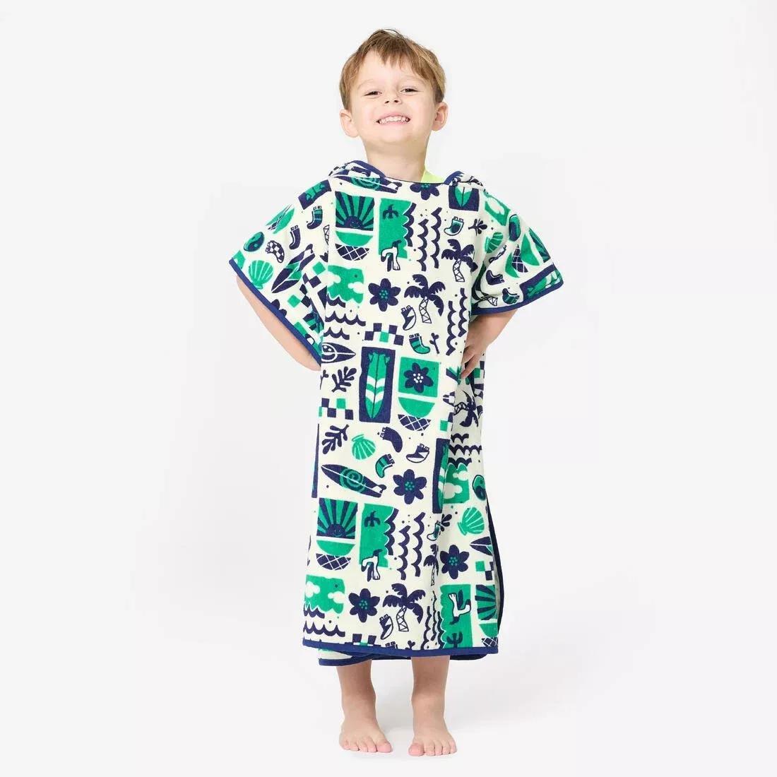 Kids Surf Poncho 500 (110 To 135 cm) - Surfy, Green, No Color, large image number 1