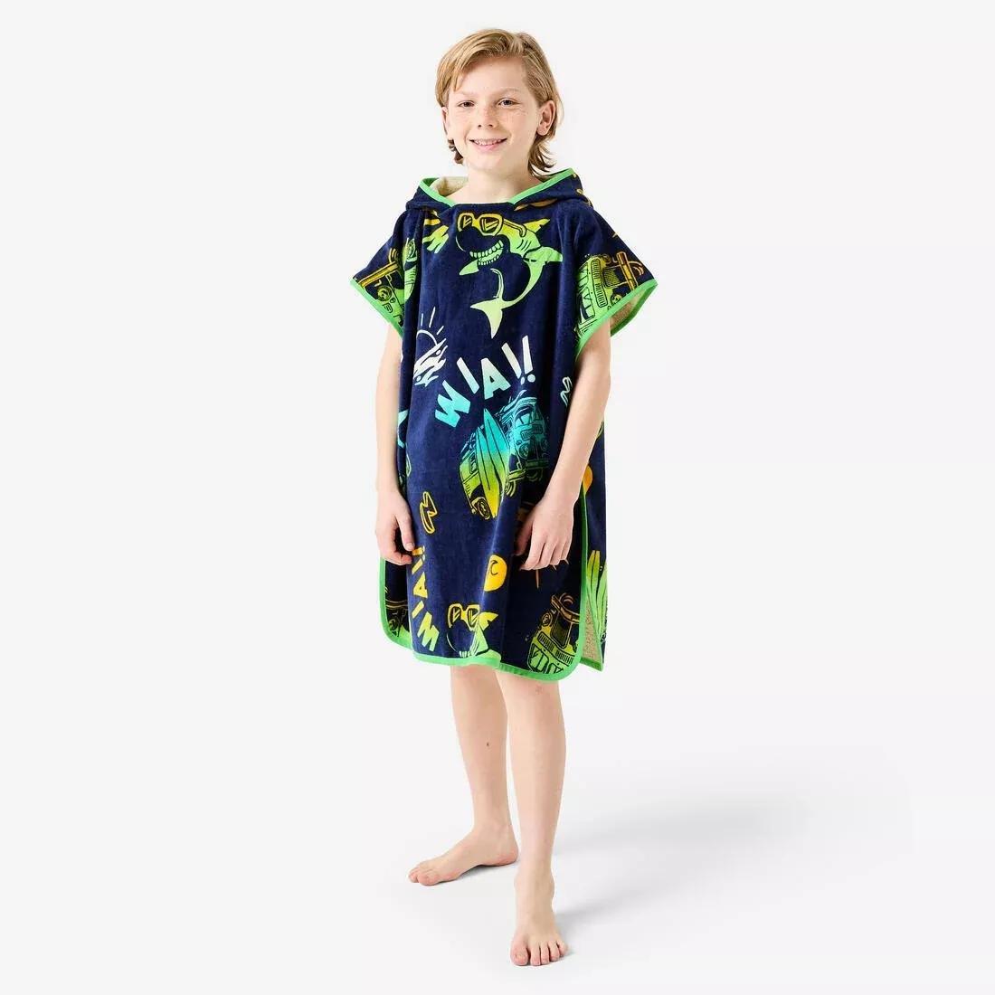 Kids Surf Poncho 500 (110 To 135 cm) - Surfy, Green, No Color, medium