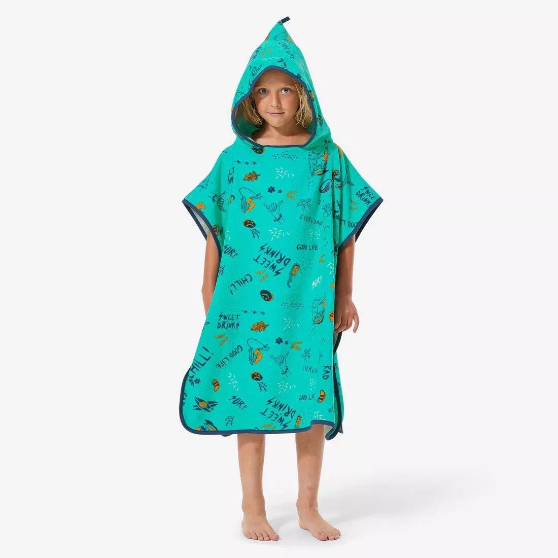 Kids Surf Poncho 500 (110 To 135 cm) - Surfy, Green, No Color, large image number 3