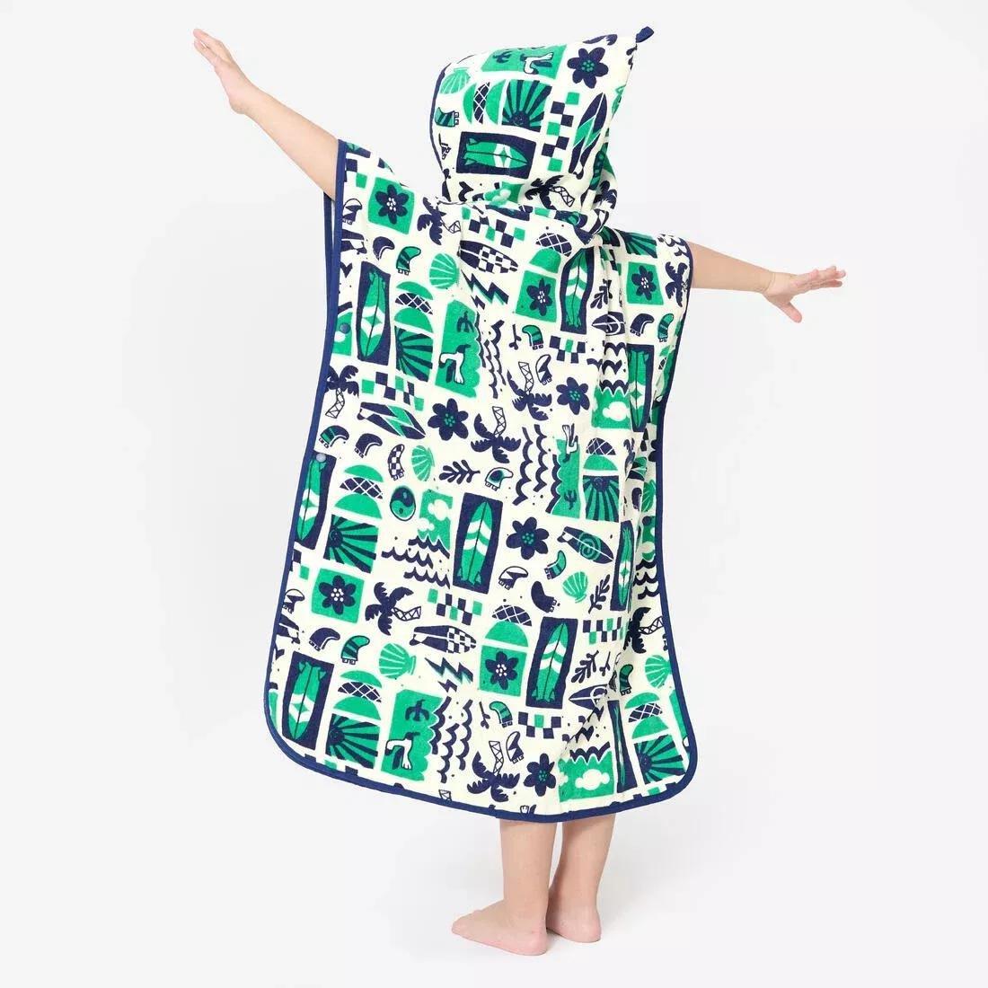 Kids Surf Poncho 500 (110 To 135 cm) - Surfy, Green, No Color, large image number 4