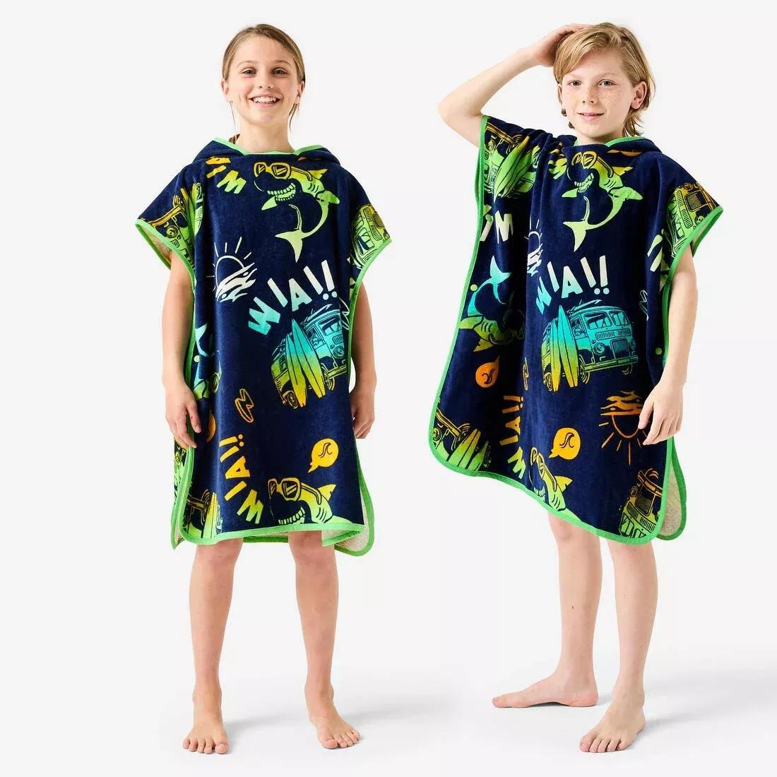 Kids Surf Poncho 500 (110 To 135 cm) - Surfy, Green, No Color, large image number 9