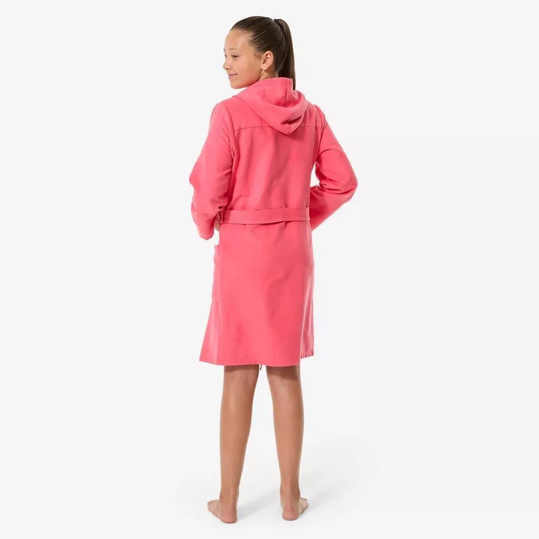 Kids Girls Compact Microfibre Pool Bathrobe, Pink, No Color, large image number 3