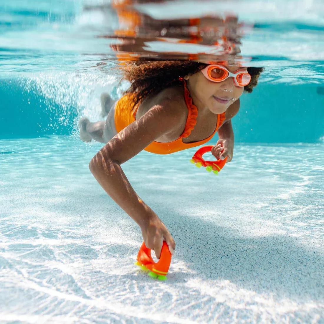 Kids Unisex Swimming Goggles - Xbase turquoise tinted, Orange, No Color, large image number 3