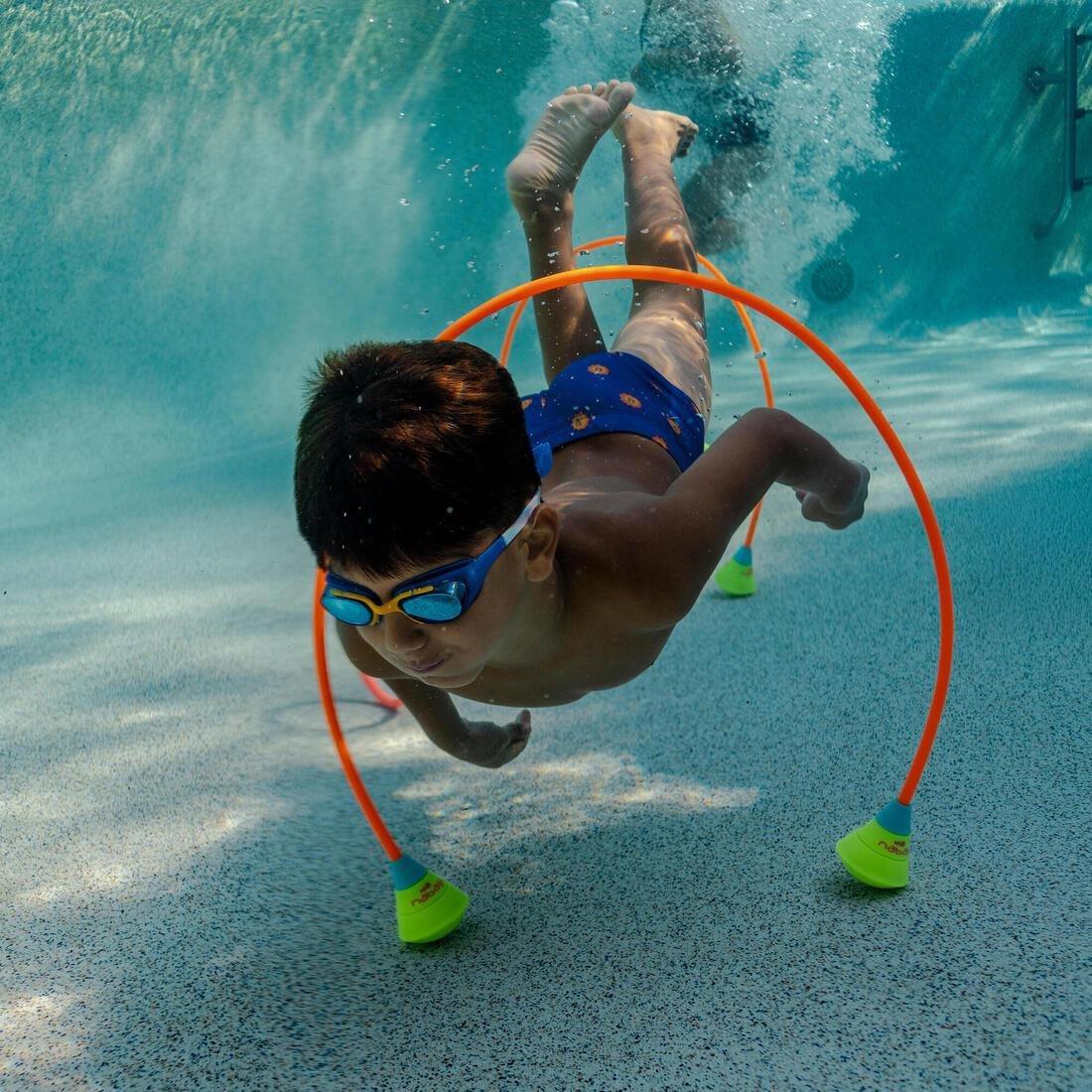 Kids Unisex Swimming Goggles - Xbase turquoise tinted, Orange, No Color, large image number 5