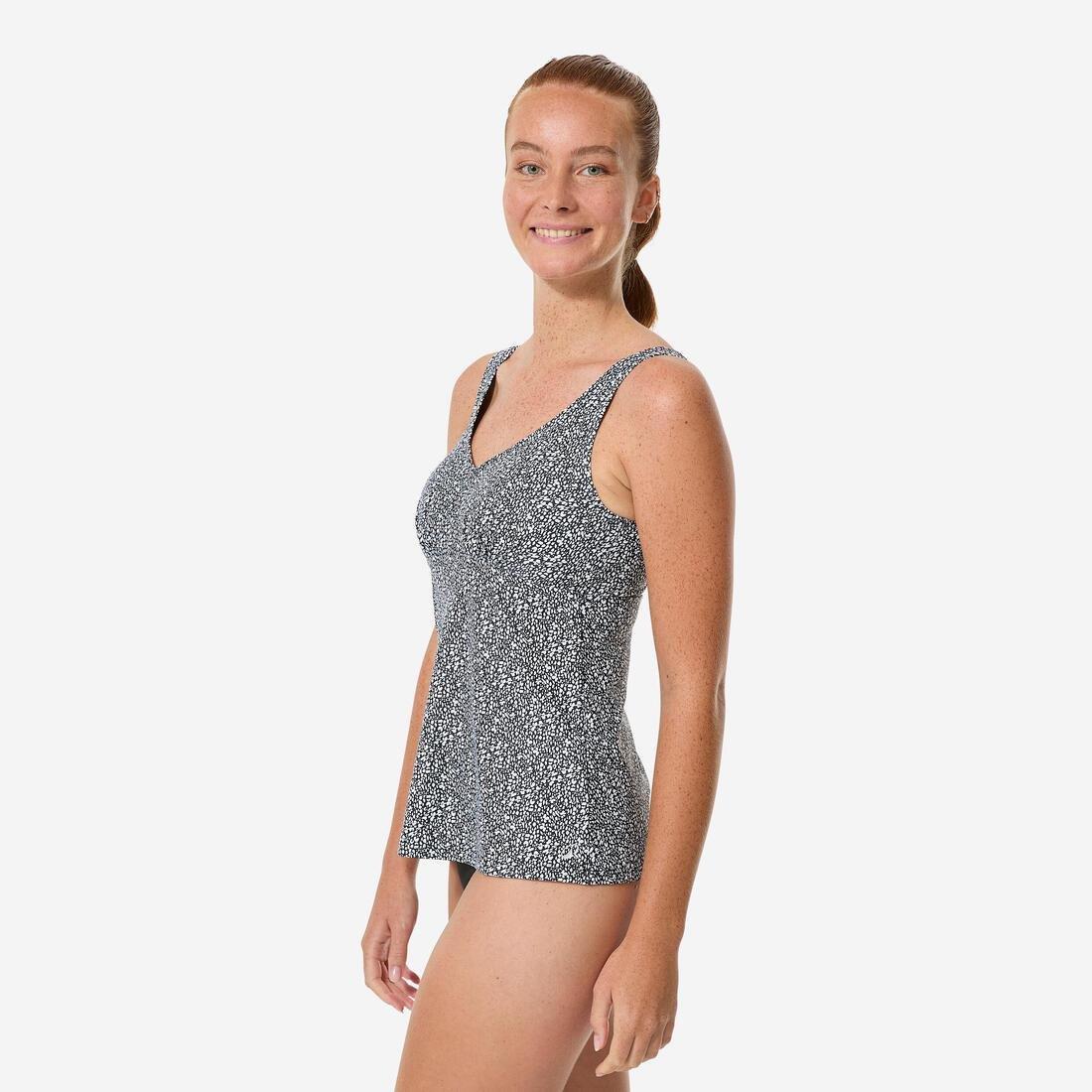 Women Aquafit Tankini Swimsuit, Black, No Color, large image number 3