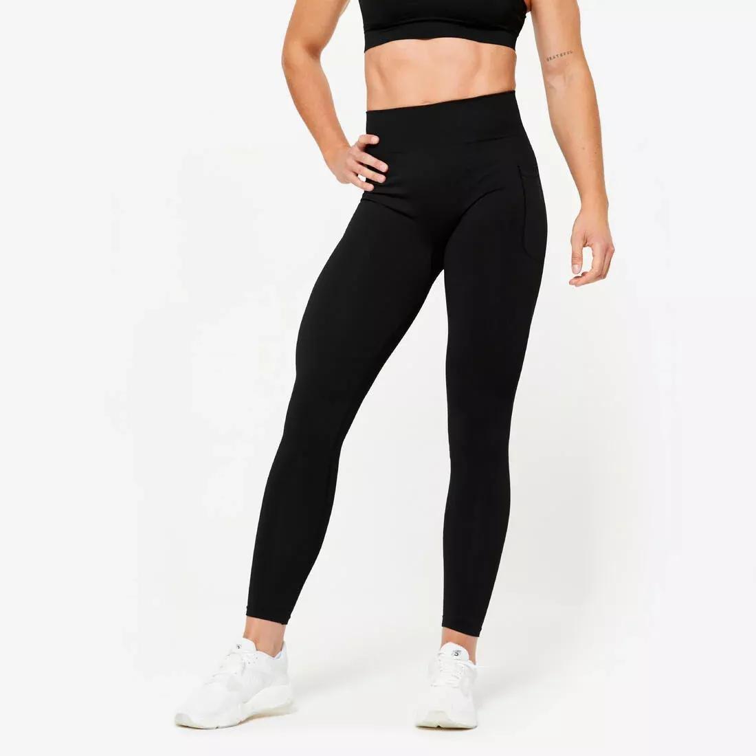 Women High-Waisted Push-Up Effect Seamless Leggings, Brown, No Color, medium