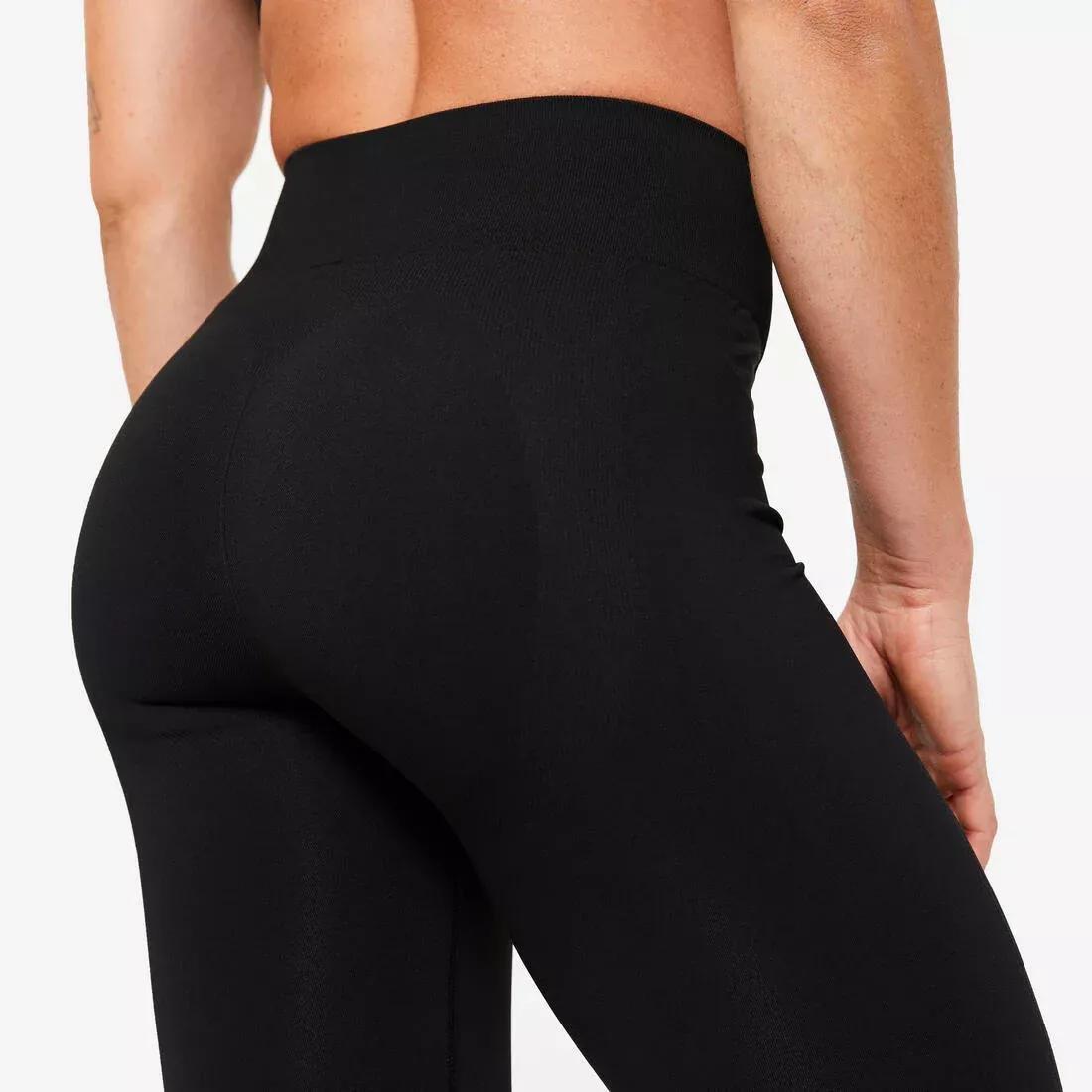 Women High-Waisted Push-Up Effect Seamless Leggings, Brown, No Color, large image number 6