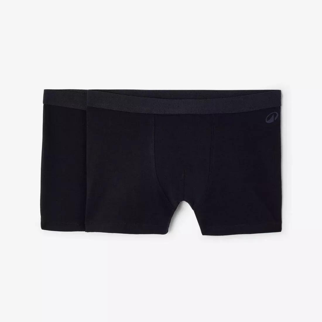 Men Short Cotton Boxers 2-Pack, Black, No Color, medium