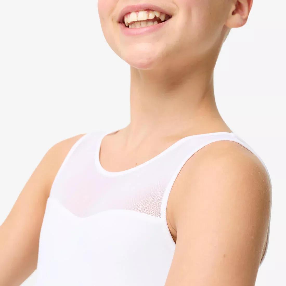 Kids Girls Voile Ballet Leotard, White, No Color, medium