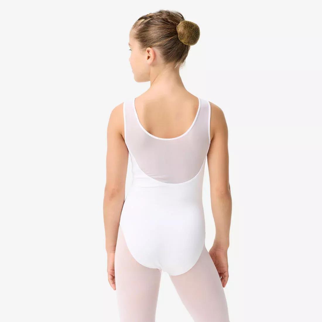 Kids Girls Voile Ballet Leotard, White, No Color, large image number 3