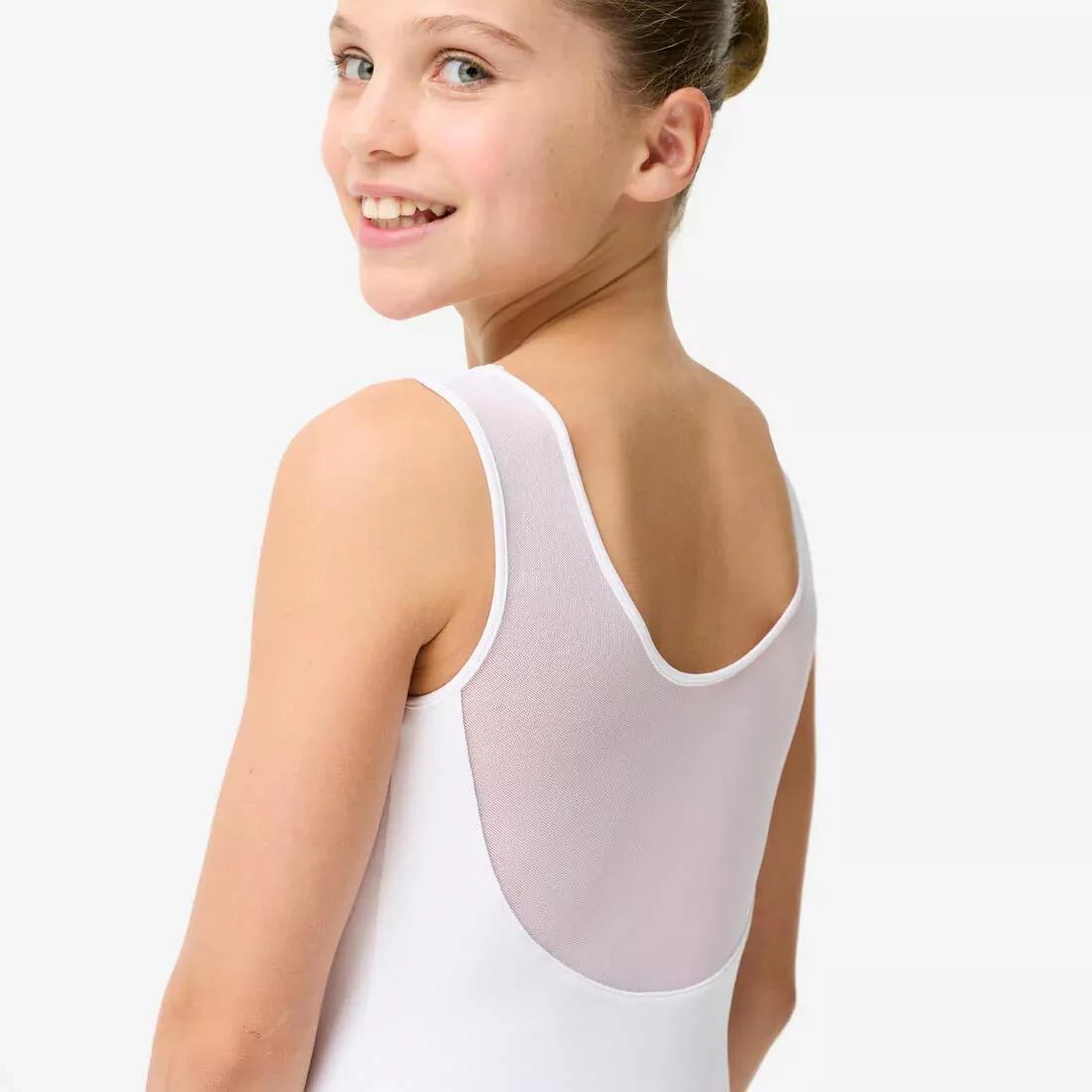 Kids Girls Voile Ballet Leotard, White, No Color, large image number 4