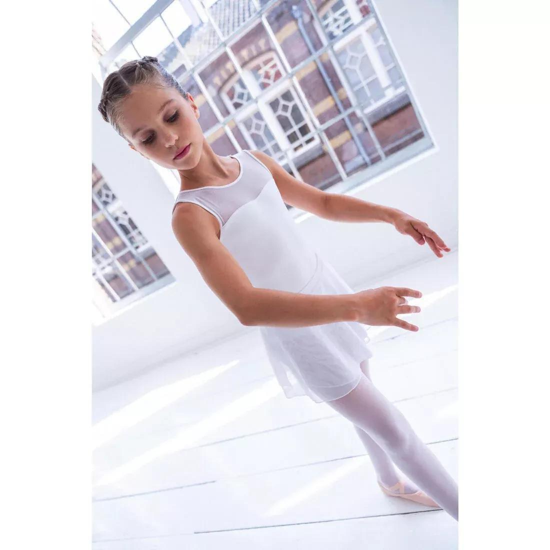 Kids Girls Voile Ballet Leotard, White, No Color, large image number 5
