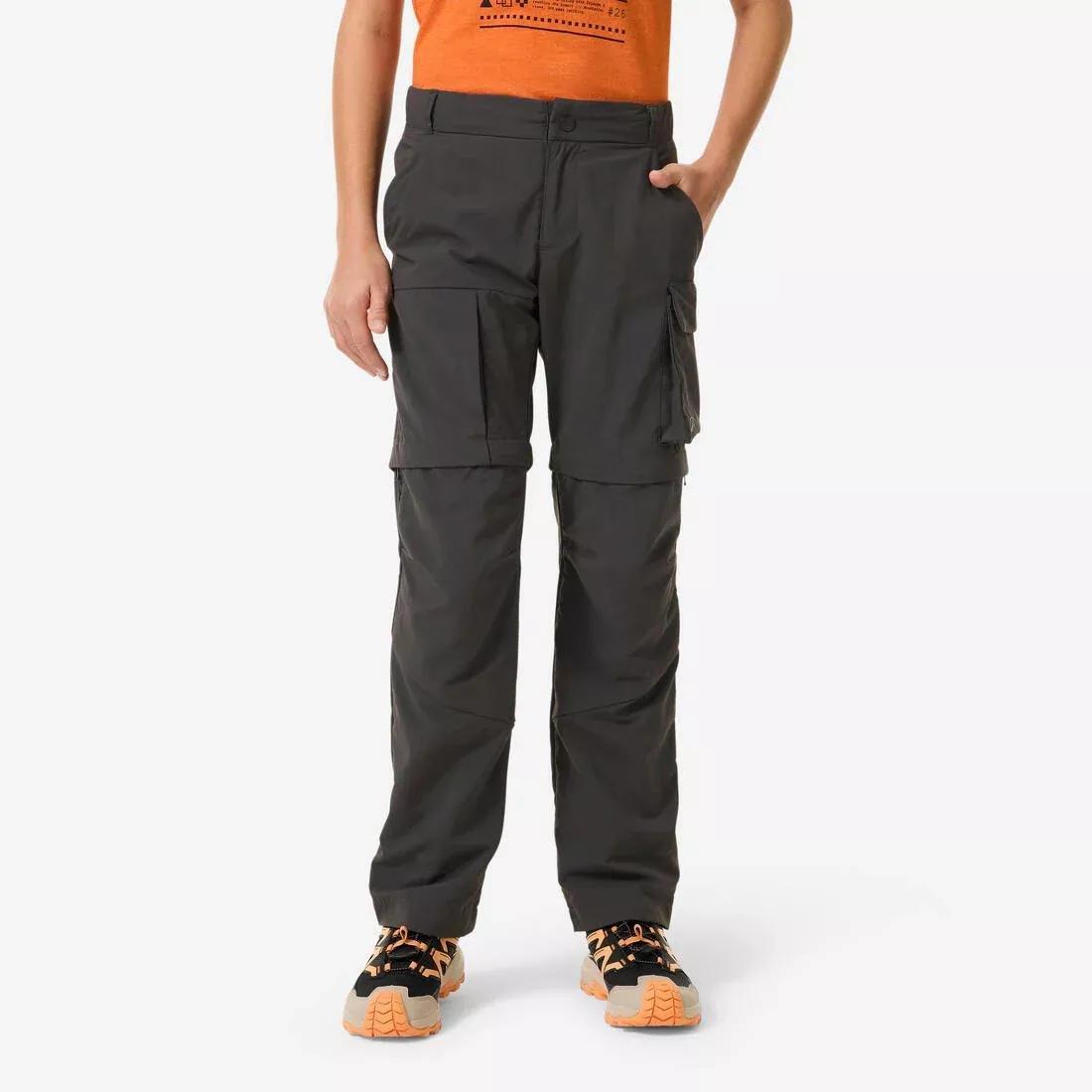 Kids Convert. Hiking Trousers 7 - 15 years - MH500, Grey, No Color, large image number 0