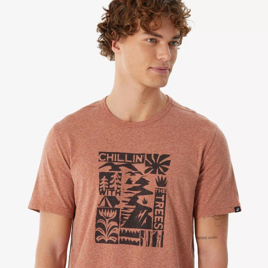 Men Short-Sleeved Hiking T-Shirt NH100, Brown, No Color, large image number 4