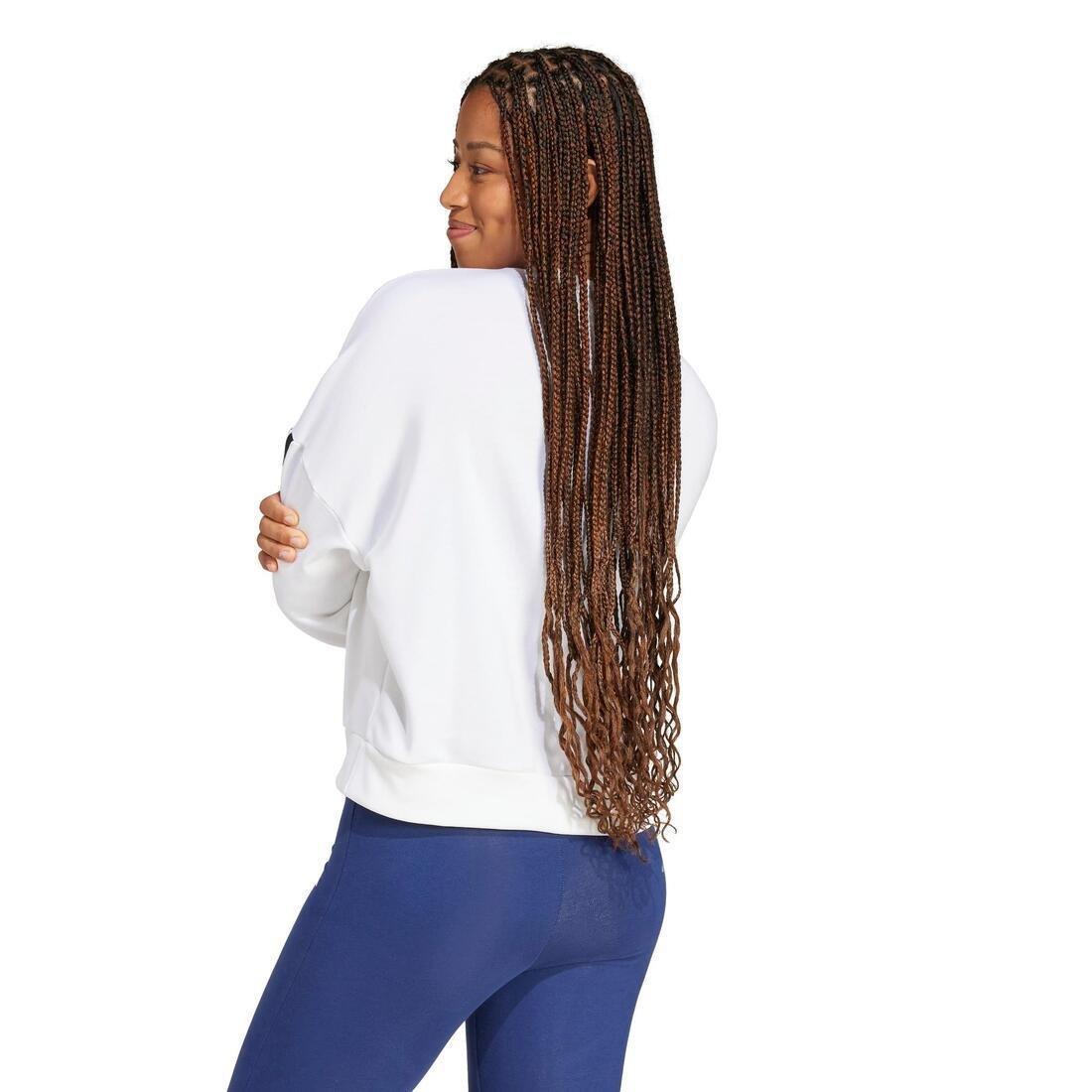 Essentials 3-Stripes French Terry Sweatshirt, White, No Color, large image number 2