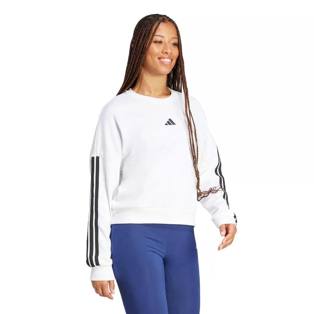 Essentials 3-Stripes French Terry Sweatshirt, White, No Color, large image number 3