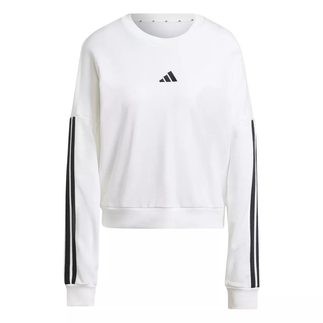Essentials 3-Stripes French Terry Sweatshirt, White, No Color, large image number 6